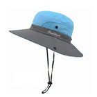 Women Wide Brim Ponytail Hat Sun Protect Visor Summer Beach Cap Anti UV Floppy - Aimall