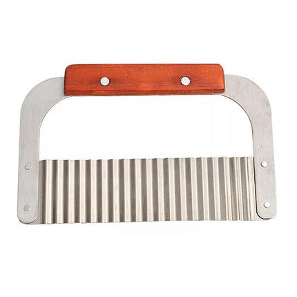 Potato Crinkle Cutter Dough Wavy Slicer Steel Kitchen Vegetable Chip Blade Knife - Aimall