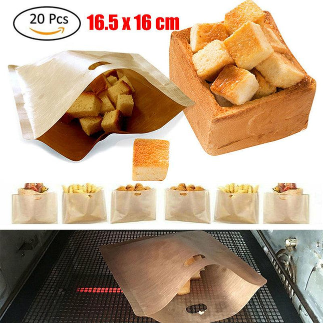 20PCS Reusable Toaster Bag Gluten Free Bread Bag Sandwich Toasting Brown Bags AU - Aimall