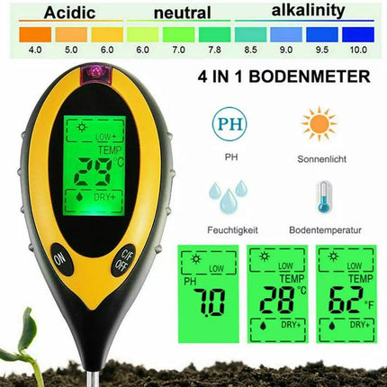4 in 1 Soil PH Tester Moisture Sunlight Light Test Meter for Garden Plant Lawns - Aimall