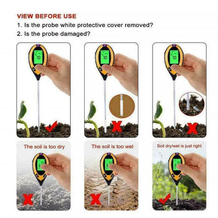 4 in 1 Soil PH Tester Moisture Sunlight Light Test Meter for Garden Plant Lawns - Aimall