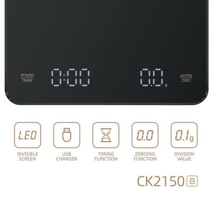 Electronic Digital Coffee Scale With Timer Precision High Display 3Kg/0.1g AU - Aimall