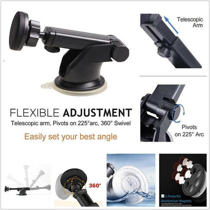 360° Magnetic Car Phone Telescopic Holder Mount Dashboard Windshield GPS Stand - Aimall