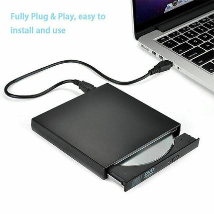 USB External CD RW DVD ROM Writer Burner Player Drive PC Laptop for Mac Windows - Aimall