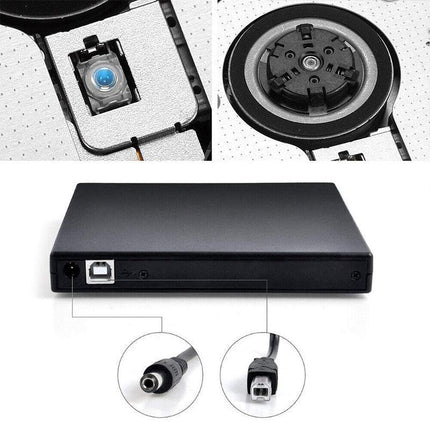 USB External CD RW DVD ROM Writer Burner Player Drive PC Laptop for Mac Windows - Aimall