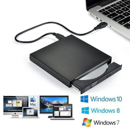 USB External CD RW DVD ROM Writer Burner Player Drive PC Laptop for Mac Windows - Aimall