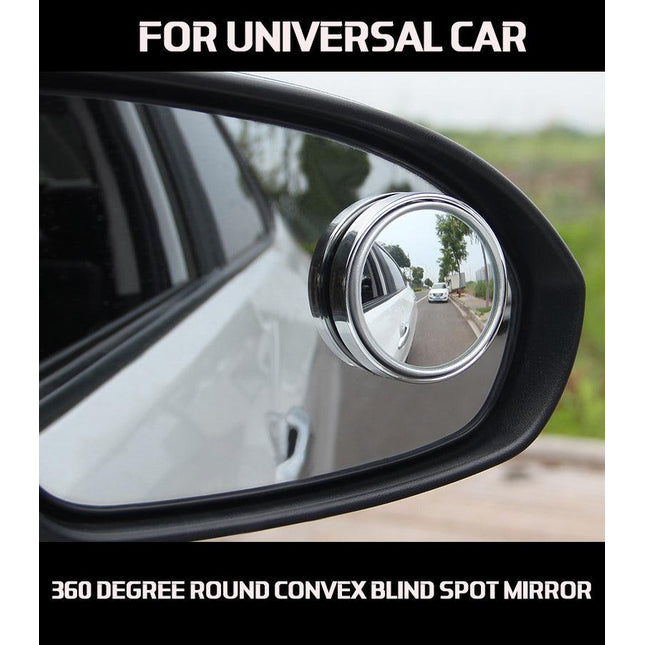 2x Blind Spot Car Mirror 360° Wide Angle Adjustable Rear Side View Convex Silver - Aimall