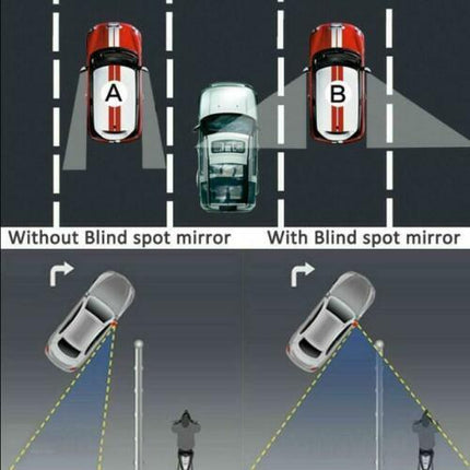 2x Blind Spot Car Mirror 360° Wide Angle Adjustable Rear Side View Convex Silver - Aimall