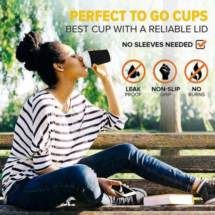 Disposable Coffee Cups 8oz 12oz 16oz Bulk Takeaway Paper Triple Wall Take Away - Aimall