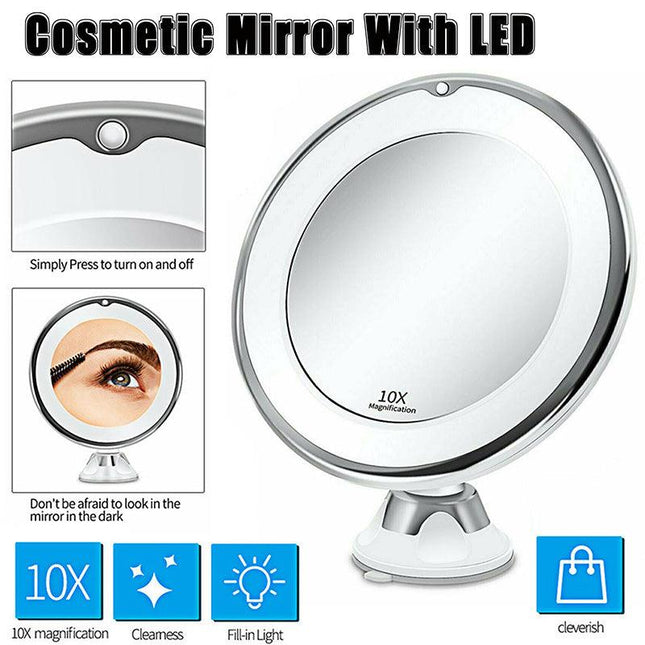 10x Magnifying Makeup Cosmetic Beauty Bathroom Mirror with LED Light 360° Spin - Aimall