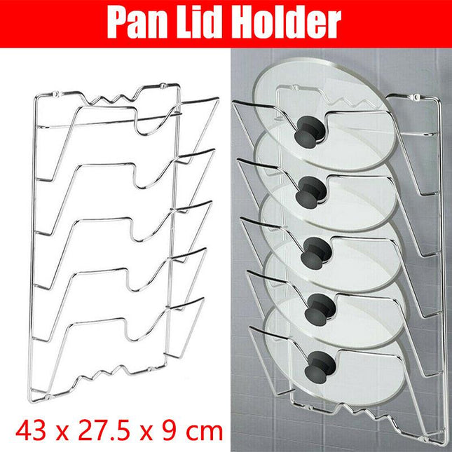 Pan Lid Holder Storage Rack Wall Mount Pot Cover Organizer Kitchen Accessories - Aimall