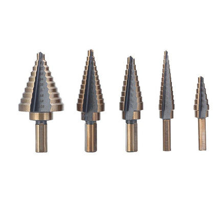 5PCS HSS Step Steel Cone Drill Hole Cutter Titanium Bits Set Kit + Aluminum Case - Aimall