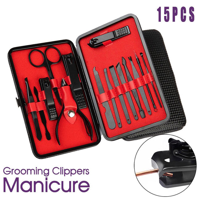 15PCS/Set Tools Pedicure Kit Stainless Steel Nail Grooming Clippers Manicure New - Aimall