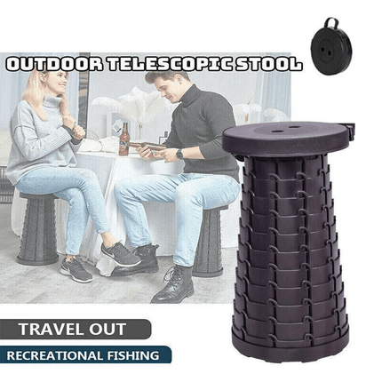 Folding Stool Seat Portable Retractable Telescopic Camping Fishing Travel Chair - Aimall