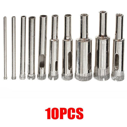10 Pcs Diamond Glass Drill Set Drill Bit Cutter Drill Holes Saw Core Drill Tool - Aimall