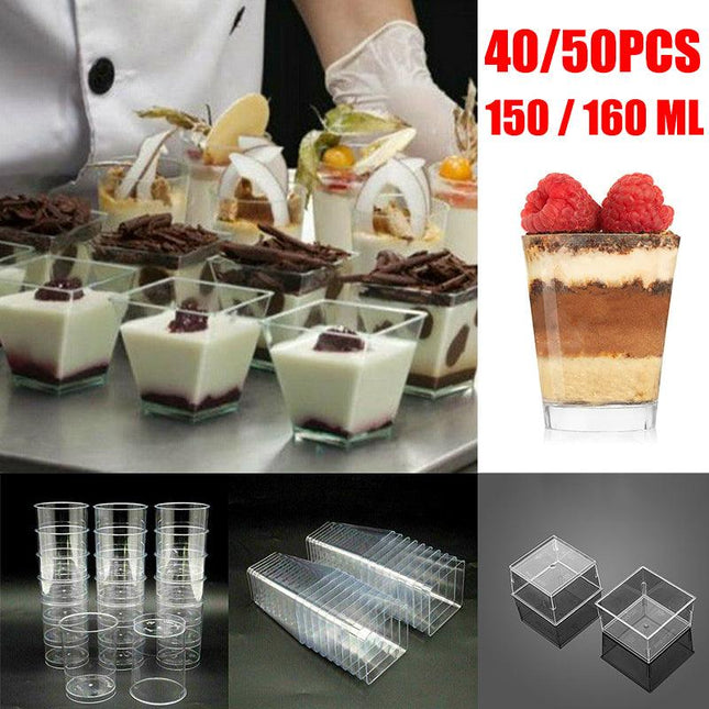 40-50 PCS Mousse Cake Dessert Cups Clear Plastic Sample Drink Wine Jelly Tumbler - Aimall