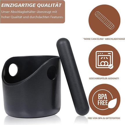 Coffee Waste Container Grinds Knock Box Tamper Tube Bin Black Bucket AU Stock - Aimall