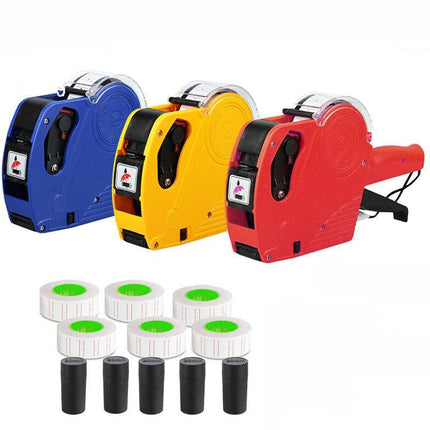 Tag Gun Labeller Kit with 6 Rolls Labels and 5 Inks Roller - Aimall
