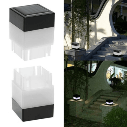 1-8PCS Square Waterproof LED Solar Light Fence Post Pool Garden Lamp (Warm/Cold) - Aimall