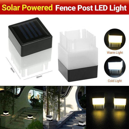 1-8PCS Square Waterproof LED Solar Light Fence Post Pool Garden Lamp (Warm/Cold) - Aimall