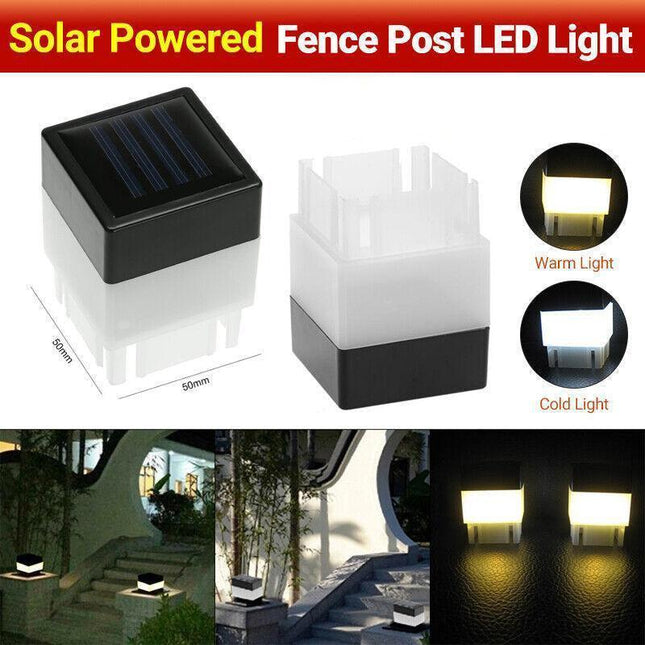 1-8PCS Square Waterproof LED Solar Light Fence Post Pool Garden Lamp (Warm/Cold) - Aimall
