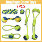 7Pcs Dog Rope Chew Toys Kit Tough Strong Knot Ball Pet Puppy Cotton Teething Toy - Aimall