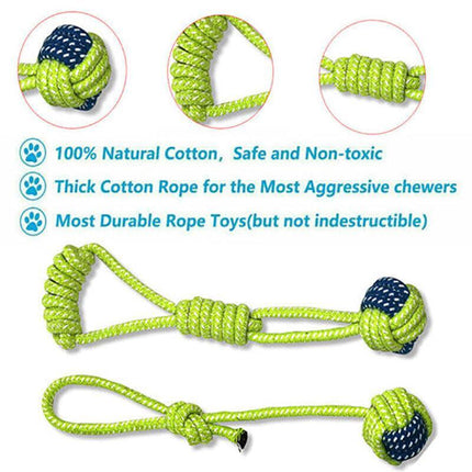 7Pcs Dog Rope Chew Toys Kit Tough Strong Knot Ball Pet Puppy Cotton Teething Toy - Aimall
