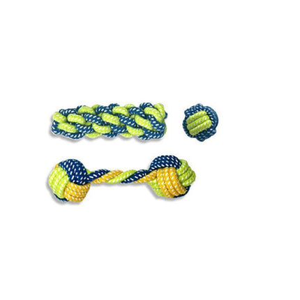 7Pcs Dog Rope Chew Toys Kit Tough Strong Knot Ball Pet Puppy Cotton Teething Toy - Aimall