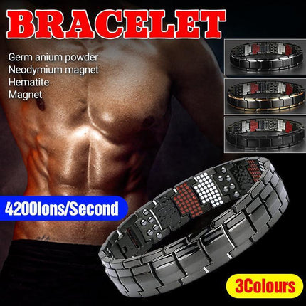 Mens Double Strong Magnetic Therapy Bracelet Arthritis Pain Relief Jewelry AU - Aimall