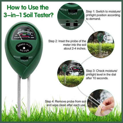 3 in 1 Soil PH Tester Water Moisture Test Meter Kit For Garden Plant Testing AU - Aimall