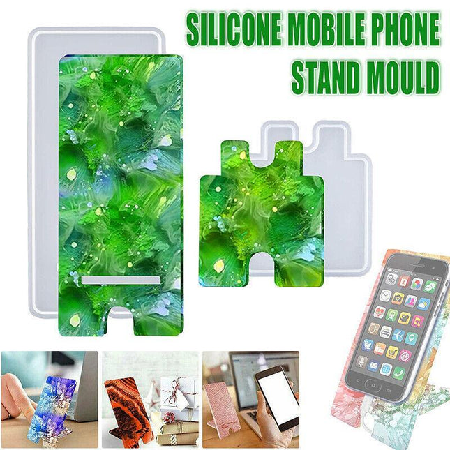 2Pcs Silicone Mobile Phone Stand Mould Holder Casting Mold Resin Epoxy Craft AU - Aimall