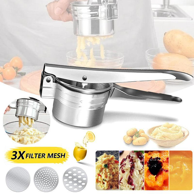 Potato Ricer Masher Fruit Press With 3 Discs Professional All Stainless Steel AU - Aimall