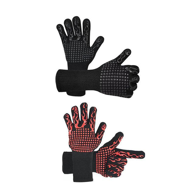 2x Heat Proof Resistant Oven BBQ Gloves 35cm Kitchen Cooking Silicone Mitt NEW - Aimall