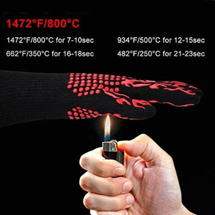 2x Heat Proof Resistant Oven BBQ Gloves 35cm Kitchen Cooking Silicone Mitt NEW - Aimall