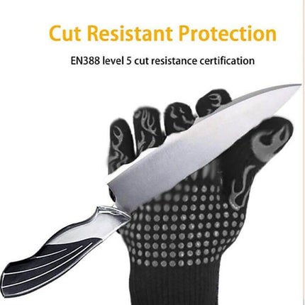 2x Heat Proof Resistant Oven BBQ Gloves 35cm Kitchen Cooking Silicone Mitt NEW - Aimall