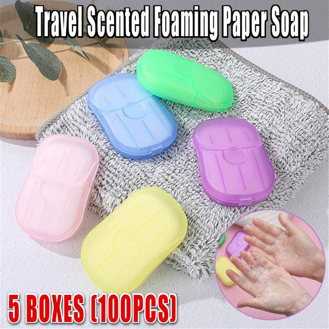 100PCS Portable Washing Slice Sheets Hand Bath Travel Scented Foaming Paper Soap - Aimall