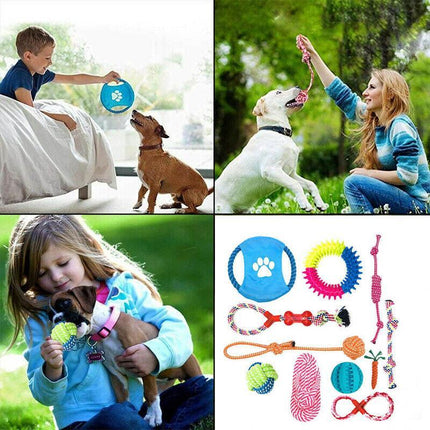 10X Dog Braided Rope Toys Pet Puppy Chew Bite Toy Gift Tough Cotton Clean Teeth - Aimall