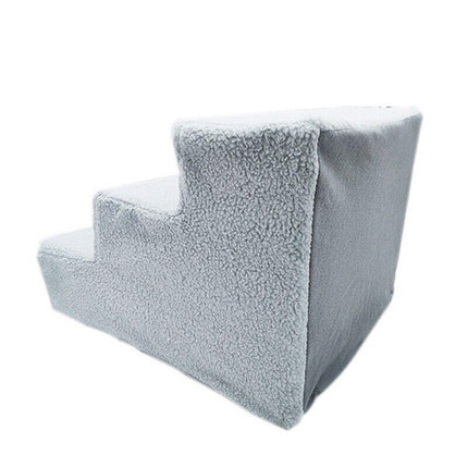 3 Steps Pet Stairs Portable Cat Dog Ladder w/ Cover Step Ramp Climb For Pup Play - Aimall