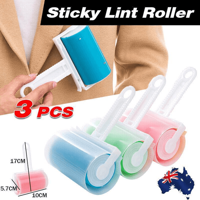 3x Sticky Pet Hair Dust Cleaning Washable Brush Lint Roller Dog Clothes Remover - Aimall