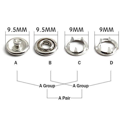 200 Sets Snaps Fasteners Sewing Buttons Metal Press Studs Tools Kit Plier Snap - Aimall
