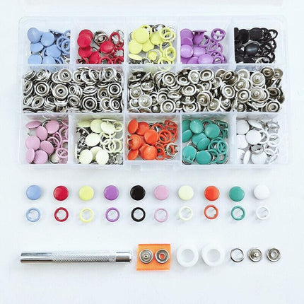 200 Sets Snaps Fasteners Sewing Buttons Metal Press Studs Tools Kit Plier Snap - Aimall
