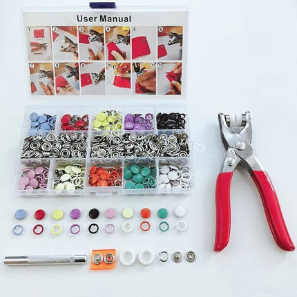 200 Sets Snaps Fasteners Sewing Buttons Metal Press Studs Tools Kit Plier Snap - Aimall