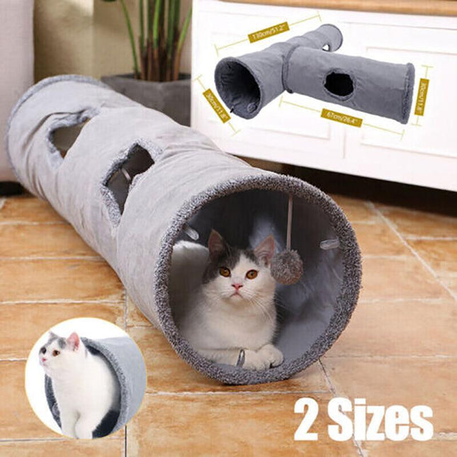 PAWZ Road Cat Tunnel Pet Toys Play Hide Tube with Ball For Large Cat Dogs Rabbit - Aimall