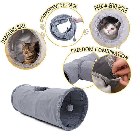 PAWZ Road Cat Tunnel Pet Toys Play Hide Tube with Ball For Large Cat Dogs Rabbit - Aimall