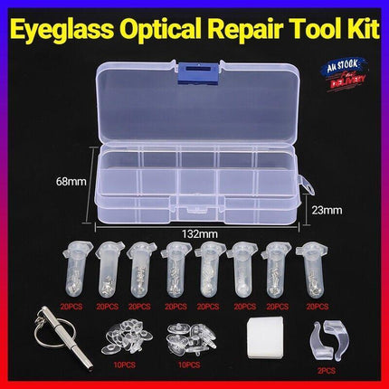 Eyeglass Sun Glasses Optical Repair Tool Screw Nut Nose Pad Assortment Set Kit - Aimall
