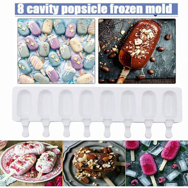 8 Cavity Popsicle Frozen Mold Silicone Cake Baking Mould DIY Ice Cream Mould NEW - Aimall