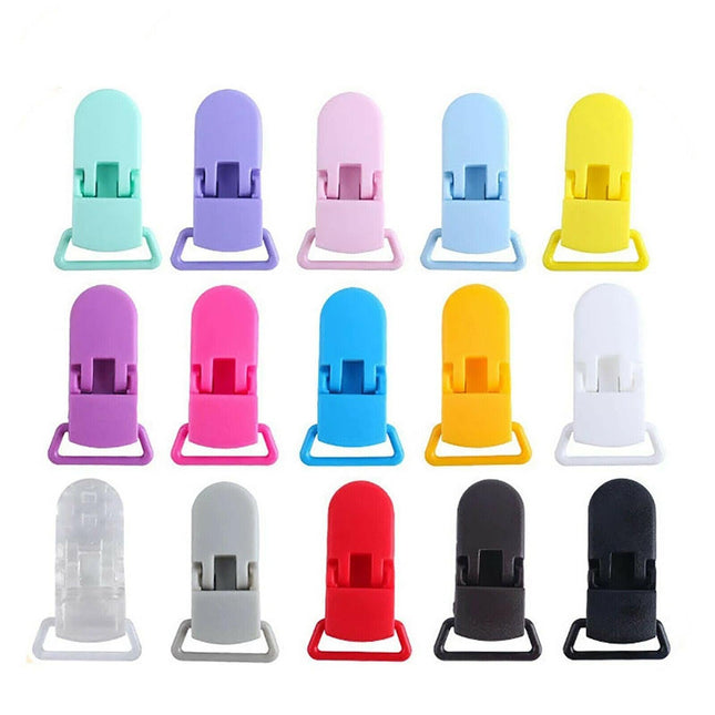 60 Random Colored Plastic Baby Pacifier Suspender Dummy Clip Badge Holder Craft - Aimall