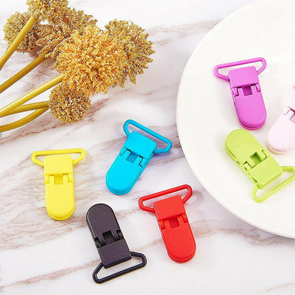 60 Random Colored Plastic Baby Pacifier Suspender Dummy Clip Badge Holder Craft - Aimall