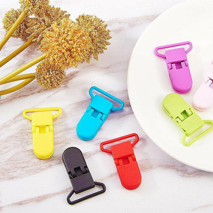 60 Random Colored Plastic Baby Pacifier Suspender Dummy Clip Badge Holder Craft - Aimall