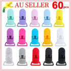 60 Random Colored Plastic Baby Pacifier Suspender Dummy Clip Badge Holder Craft - Aimall